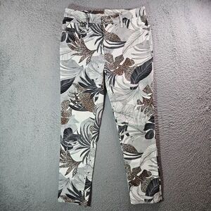 Chico's Pants Women 0.5 R US 6R So Slimming Ankle Geometric Stretch White Black